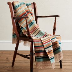 画像4: ペンドルトン チマヨ スロー（コーラル/アクアストライプ）/Pendleton Chimayo Throw(Coral/Aqua Stripe) (4)