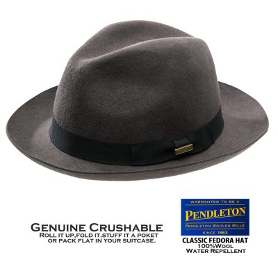 画像1: ペンドルトン クラシック フェドラ ハット（ダークグレー）L/Pendleton Classic Fedora Hat Dark Grey
