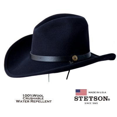 画像1: ステットソン クラッシャブル  ウール ハット（ブラック）あご紐つき S（54cm〜55cm）/Stetson Crushable Wool Hat (Black)