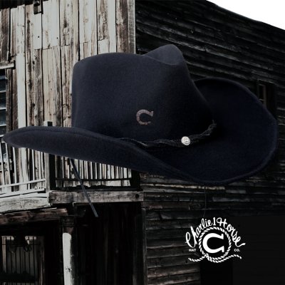 画像1: チャーリーワンホース カウボーイ ハット（ブラック）あご紐つき 55cm〜58cm前半/Charlie 1 Horse Cowboy Hat(Black)