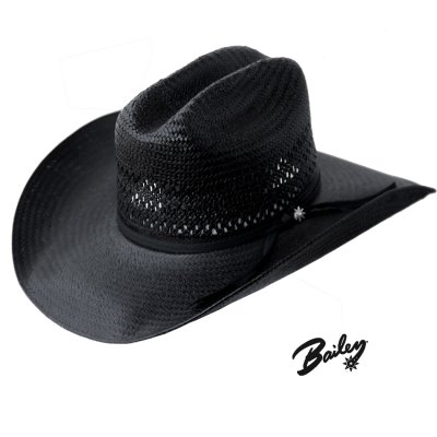 画像1: ベイリー ウエスタン ストロー ハット（ブラック）55cm〜56cm/Bailey Straw Cowboy Hat(Black)