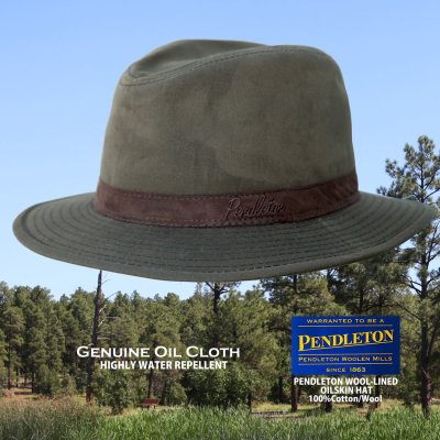 画像1: ペンドルトン ウールラインド オイルスキン ハット（ブラウン・ブラウンウオッチ）XL/Pendleton Wool Lined Oilskin Hat