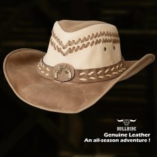 画像1: ブルハイド レザー カウボーイ ハット ハイドアウト（キャメル・ブラウン）/Bullhide Genuine Leather Hideout Cowboy Hat(Camel/Brown) (1)