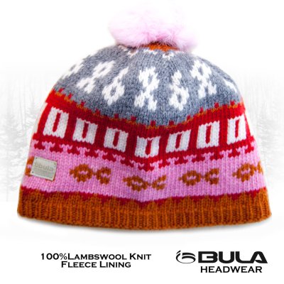 画像1: ブラ ラムウール ニット キャップ フリースライニングつき（ピンク）/Bula Lambswool Knit Cap(Pink)