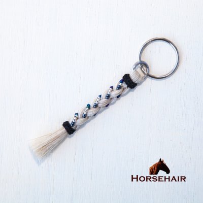 画像1: 馬毛 ホースヘアー ウエスタン ビーズつき キーホルダー キーチェーン ストラップ（ナチュラル）11cm〜12cm/Horse Hair  Keychain w/Beads