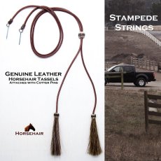 画像1: レザー ホースヘアー スタンピード ストリングス プレーン ブラウン・ブラウン（ハット用あごひも）/Leather w/horse Hair Stampede Strings (1)
