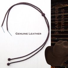 画像1: レザー製 ハット用 あご紐 ウエスタン スタンピードストリングス 編み込み チョコレートブラウン/Genuine Leather Stampede Strings Braided Leather Chocolate Brown (1)