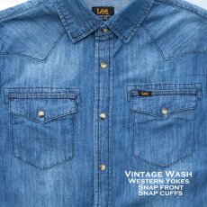 画像2: リー ヘリテージ ウエスタンシャツ（ダークウオッシュ/長袖）/Lee Snap Front Western Shirt(Dark Wash) (2)