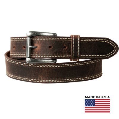 画像1: ディストレストブラウン＆ステッチ ウエスタン レザーベルト /Nocona 1 1/2" Genuine Leather Western Belt(Brown)