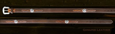 画像2: ウエスタン スター レザーベルト（ブラウン）/Western Leather Belt(Brown)