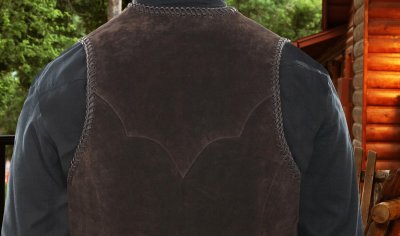 画像3: スカリー ハンドレース&コンチョ ウエスタン フリンジ レザー ベスト（ブラウン）/Scully Handlaced Concho Vest(Expresso)