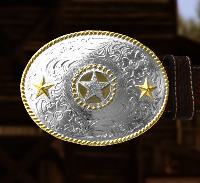 画像1: ノコナ スター ロープエッジ ウエスタン ベルト バックル/Nocona Star Rope Edge Western Belt Buckle