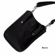 画像5: ブラックレザー&シルバーメタルスタッズ ヒップバッグ ショルダーバッグ/Genuine Leather Studs Hip Bag Shoulder Bag Black (5)