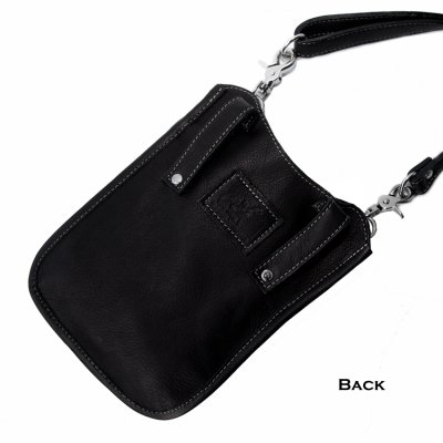 画像3: ブラックレザー&シルバーメタルスタッズ ヒップバッグ ショルダーバッグ/Genuine Leather Studs Hip Bag Shoulder Bag Black