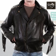 画像1: スカリー ラムレザー フリンジ モーターサイクル ジャケット（ブラック）/Scully Soft Touch Lamb Fringe Motorcycle Jacket(Black) (1)