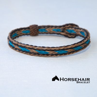 画像1: ホースヘアー 馬毛 ウエスタン ブレスレット（ブラウン・ターコイズ）/Horse Hair Bracelet