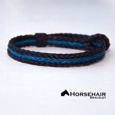 画像1: ホースヘアー 馬毛 ウエスタン ブレスレット（ブラック・ブルー）/Horse Hair Bracelet