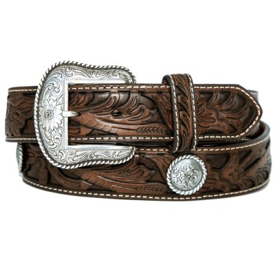 画像1: ノコナ フローラル&コンチョ ウエスタン レザー ベルト（ブラウン）/Nocona Western Leather Belt(Brown)