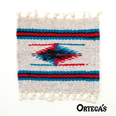 画像1: オルテガ ウール コースター ナチュラル・ターコイズ・レッド・ブラック（12cm×11cm）/Ortega's Wool Coasters
