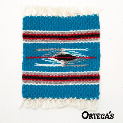 画像1: オルテガ ウール コースター ターコイズ・レッド・ブラック・ナチュラル・ライトブラウン（12cm×13cm）/Ortega's Wool Coasters