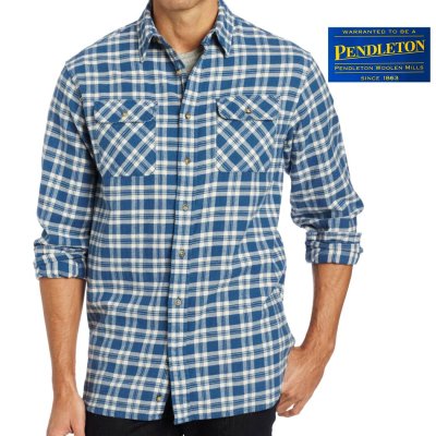 画像1: ペンドルトン 2ポケット ツイル シャツ（ブループラッド/長袖）/Pendleton 2 Pocket Twill Shirt (Blue Plaid)