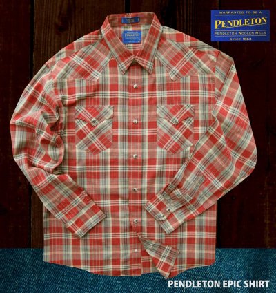 画像1: ペンドルトン ビンテージフィット ウエスタン シャツ レッド・タン（長袖）M/Pendleton Long Sleeve Western Epic Shirt(Red/Tan Plaid)