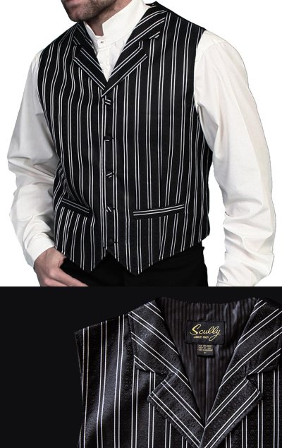 画像1: スカリー オールドウエスト ベスト（ブラック ストライプ）M/Scully Old West Vest (Black Stripe)