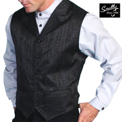画像1: スカリー フローラル ブラック ベスト/Scully Floral Jacquard Vest (Black)