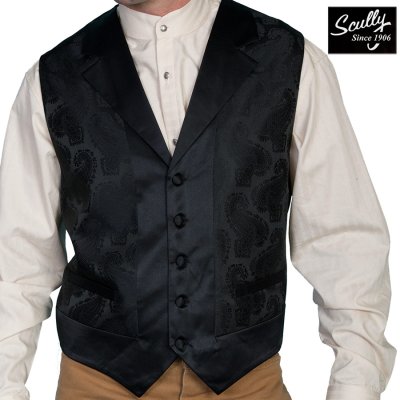 画像1: スカリー オールドウエスト ベスト（ペイズリーブラック）/Scully Old West Paisley Vest (Black)