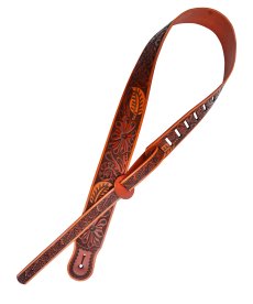 画像5: アメリカ 輸入 ギター・ベース レザー ストラップ（ブラウンフローラルデザイン）/Guitar&Bass Hand Tooled Leather Strap(Brown Floral Design) (5)