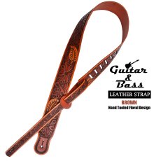 画像3: アメリカ 輸入 ギター・ベース レザー ストラップ（ブラウンフローラルデザイン）/Guitar&Bass Hand Tooled Leather Strap(Brown Floral Design) (3)