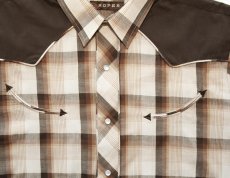 画像2: ローパー ビンテージ プラッド ウエスタンシャツ ブラウン（長袖）L（身幅59cm）/Roper Vintage Plaid Long Sleeve Western Shirt(Brown) (2)