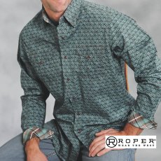 画像1: ローパー ウエスタンシャツ ブラウン・ターコイズ（長袖）S/Roper Long Sleeve Western Shirt(Brown/Turquoise) (1)
