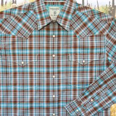 画像2: パンハンドル ウエスタン ウエアー ラフストック ウエスタン シャツ ブラウン・ターコイズ（長袖）S/ Panhandle Western Wear Rough Stock Long Sleeve Snap Western Shirt(Brown/Turquoise) (2)