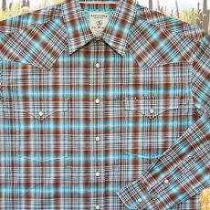 画像2: パンハンドル ウエスタン ウエアー ラフストック ウエスタン シャツ ブラウン・ターコイズ（長袖）S/ Panhandle Western Wear Rough Stock Long Sleeve Snap Western Shirt(Brown/Turquoise) (2)