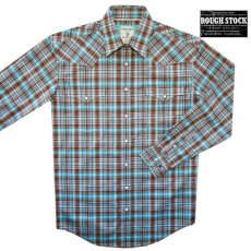 画像1: パンハンドル ウエスタン ウエアー ラフストック ウエスタン シャツ ブラウン・ターコイズ（長袖）S/ Panhandle Western Wear Rough Stock Long Sleeve Snap Western Shirt(Brown/Turquoise) (1)