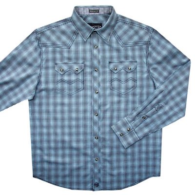画像1: ウエスタンシャツ ブルー（長袖）S/Long Sleeve Snap Western Shirt(Blue)