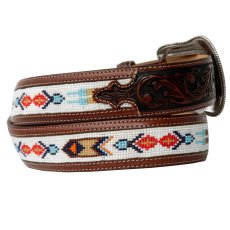 画像2: ジャスティン ビーズ ウエスタン ベルト（ブラウン）/Justin Pueblo Spirit Belt(Brown) (2)