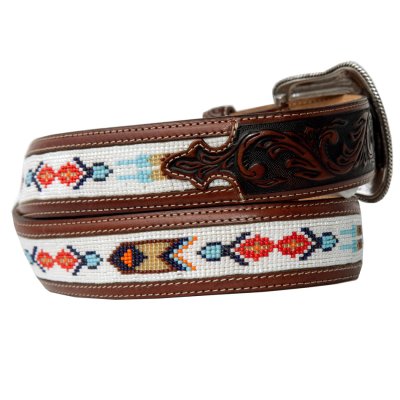 画像2: ジャスティン ビーズ ウエスタン ベルト（ブラウン）/Justin Pueblo Spirit Belt(Brown)