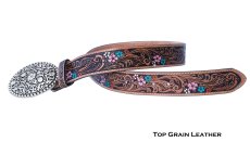 画像2: ジャスティン フローラル レザー ベルト（ブラウン）/Justin Floral Leather Belt(Brown) (2)