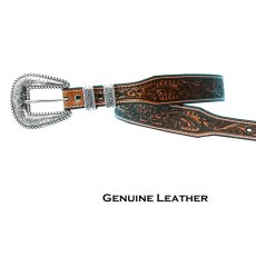 画像3: ノコナ 4ピース フローラル テーパード ウエスタン レザーベルト（ブラウン）/Nocona Tapered Floral Western Leather Belt(Brown) (3)