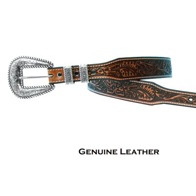 画像3: ノコナ 4ピース フローラル テーパード ウエスタン レザーベルト（ブラウン）/Nocona Tapered Floral Western Leather Belt(Brown)