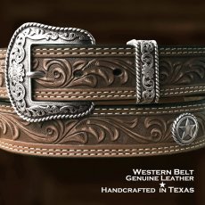 画像4: ノコナ ウエスタンスターコンチョ フローラル レザーベルト（ブラック）/Nocona Western Belt(Black) (4)