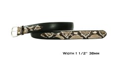 画像2: ファニー  ダイアモンドパイソン xラティーゴ レザー ウエスタン ベルト 38mm（ナチュラル/ブラック）38/Funny 1-1/2" Straight Diamond Python Latigo Leather Belt(Natural/Black) (2)