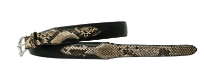 画像3: ファニー ダイアモンドパイソン xラティーゴ レザー ウエスタン ベルト 38mm-25mm（ナチュラル/ブラック）38/Funny 1-1/2" Tapered 1" Diamond Python Latigo Leather Belt(Natural/Black)
