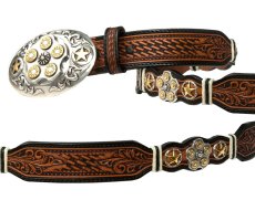 画像3: シルバークリーク ガンシリンダー スター ウエスタン ベルト（ブラウン）/Silver Creek Western Belt(Brown) (3)