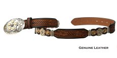 画像2: シルバークリーク ガンシリンダー スター ウエスタン ベルト（ブラウン）/Silver Creek Western Belt(Brown) (2)