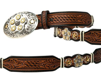 画像2: シルバークリーク ガンシリンダー スター ウエスタン ベルト（ブラウン）/Silver Creek Western Belt(Brown)