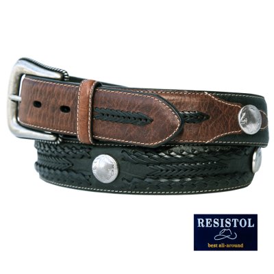 画像1: レジストル インディアン コンチョ ウエスタン ベルト（ブラック・ブラウン）38/ Resistol Western Belt(Black/Brown)