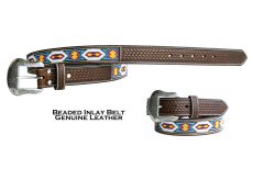画像2: ビーズ ウエスタン レザーベルト（ブラウン・ホワイト）/Nocona Beaded Western Leather Belt(Brown/White) (2)